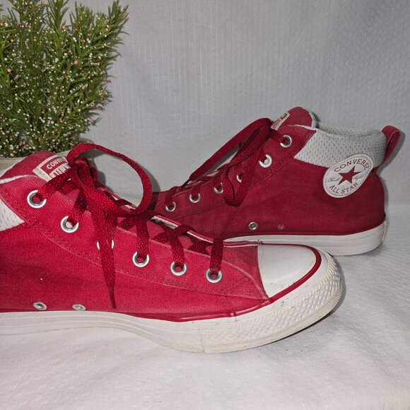 CONVERSE CTAS PUFF MID TOP CANVAS ALL STAR SNEAKERS RED MENS SIZE 10.5 GUC - Picture 10 of 12